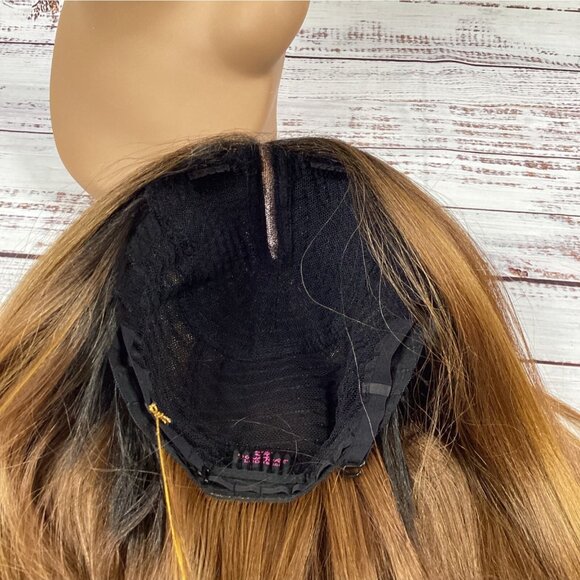 Udin Long Striaight Wig #2T2/2730 Dark Root Honey Lace Part Adjustable Synthetic - Picture 6 of 6